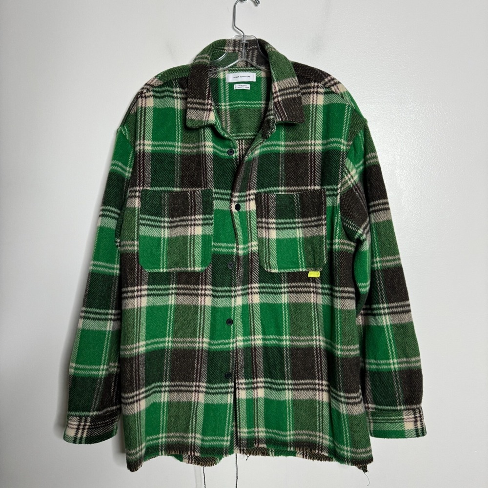Urban Outfitters Shacket Jacket Mens‎ Green Flannel Large